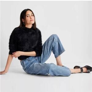 Future Collective Mid-Rise Barrel Leg Ankle Jeans Medium Wash 8 NWT